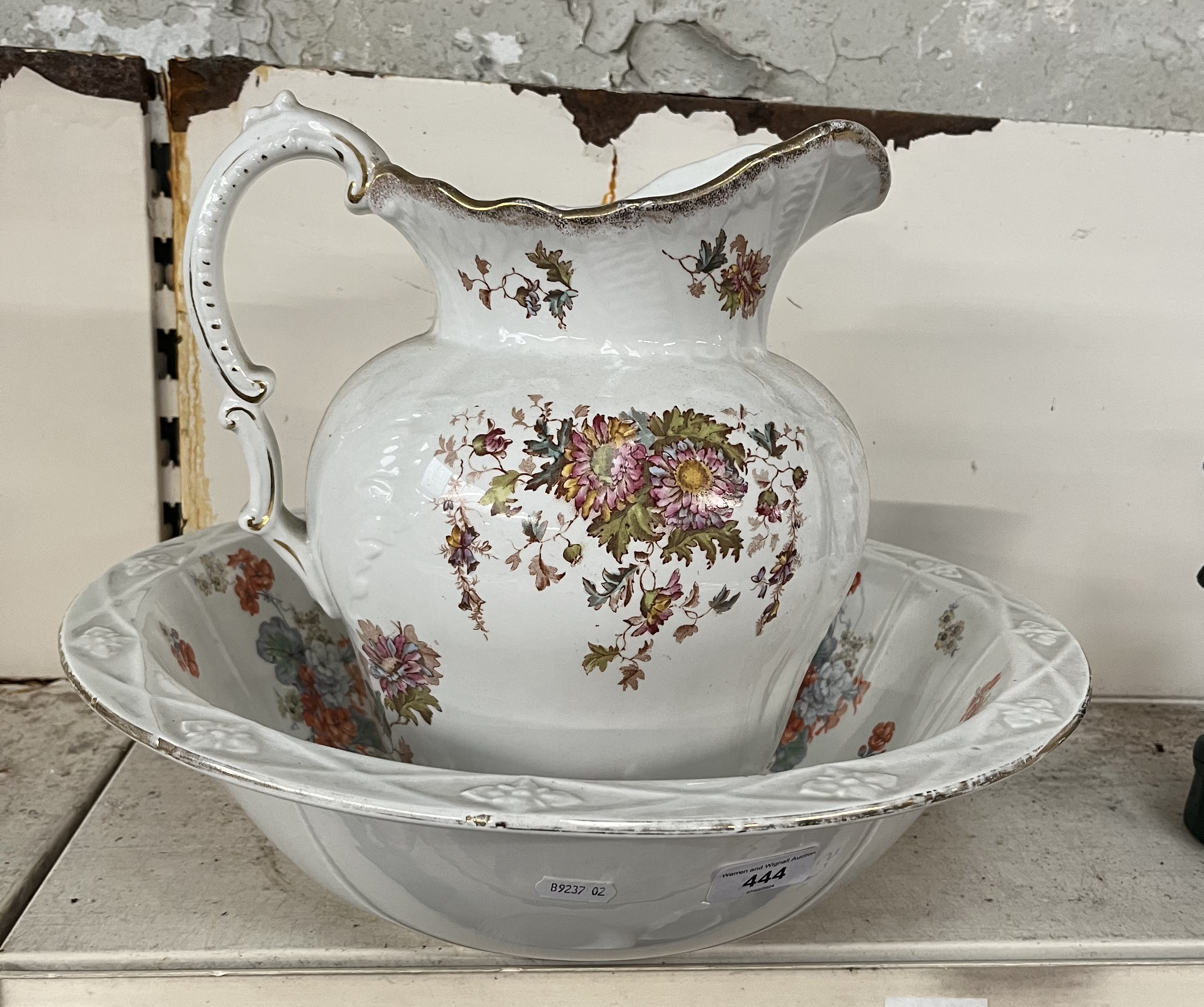 A Burleigh ware wash bowl and an unmarked jug