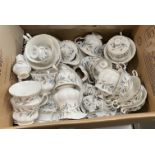 A box containing Royal Albert Brigadoon tea wares - over 50 pieces