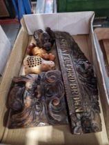 Various Chinese Oriental carved wood treen figures, etc.