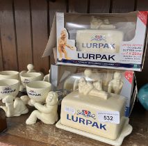 Lurpak items - 2 butter dishes, 2 toast racks and 4 eggcups (one butter dish and one toast rack