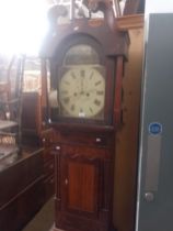 A Georgian eight day long case clock with weights and pendulum, the dial marked Joshua Farrer,