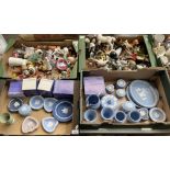 Two boxes of mixed Wedgwood jasperware.