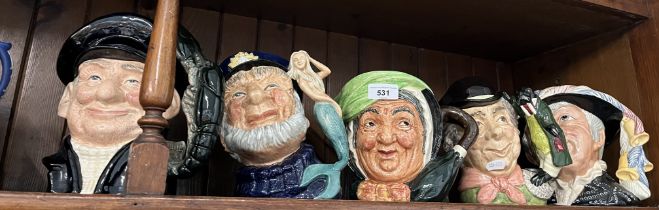 5 Royal Doulton large character jugs including ‘The Walrus & Carpenter’ (D6600), ‘Pearly Queen’ (