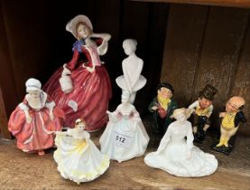 9 Royal Doulton figurines including Diana, Ninette etc.