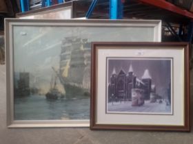 A signed limited edition print after Arthur Delaney and a framed print after Montague Dawson.