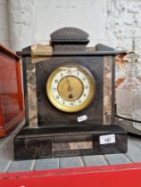 A black slate mantel clock ( AF ) with key.