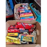 2 boxes of assorted toys to include boxed Corgi vehicles, boxed Thunderbirds & boxed Primeval toys