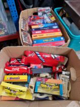 2 boxes of assorted toys to include boxed Corgi vehicles, boxed Thunderbirds & boxed Primeval toys