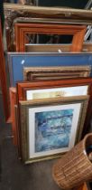 A quantity of pictures and mirrors with some having gilt frames