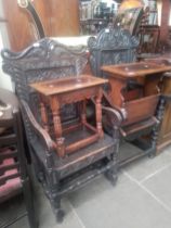 Two 19th century carved oak Wainscot chairs.