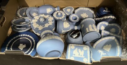 Wedgwood jasper wares - 25 items including jug with glazed interior (15cm high), table lighter,