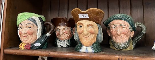 4 Royal Doulton large character jugs including ‘The Vicar of Bray’ D5615 issued 1936-1960