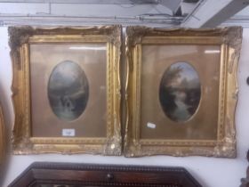 19th century school, pair of oil on boards, river scenes, signed 'G Lambert', framed and glazed,