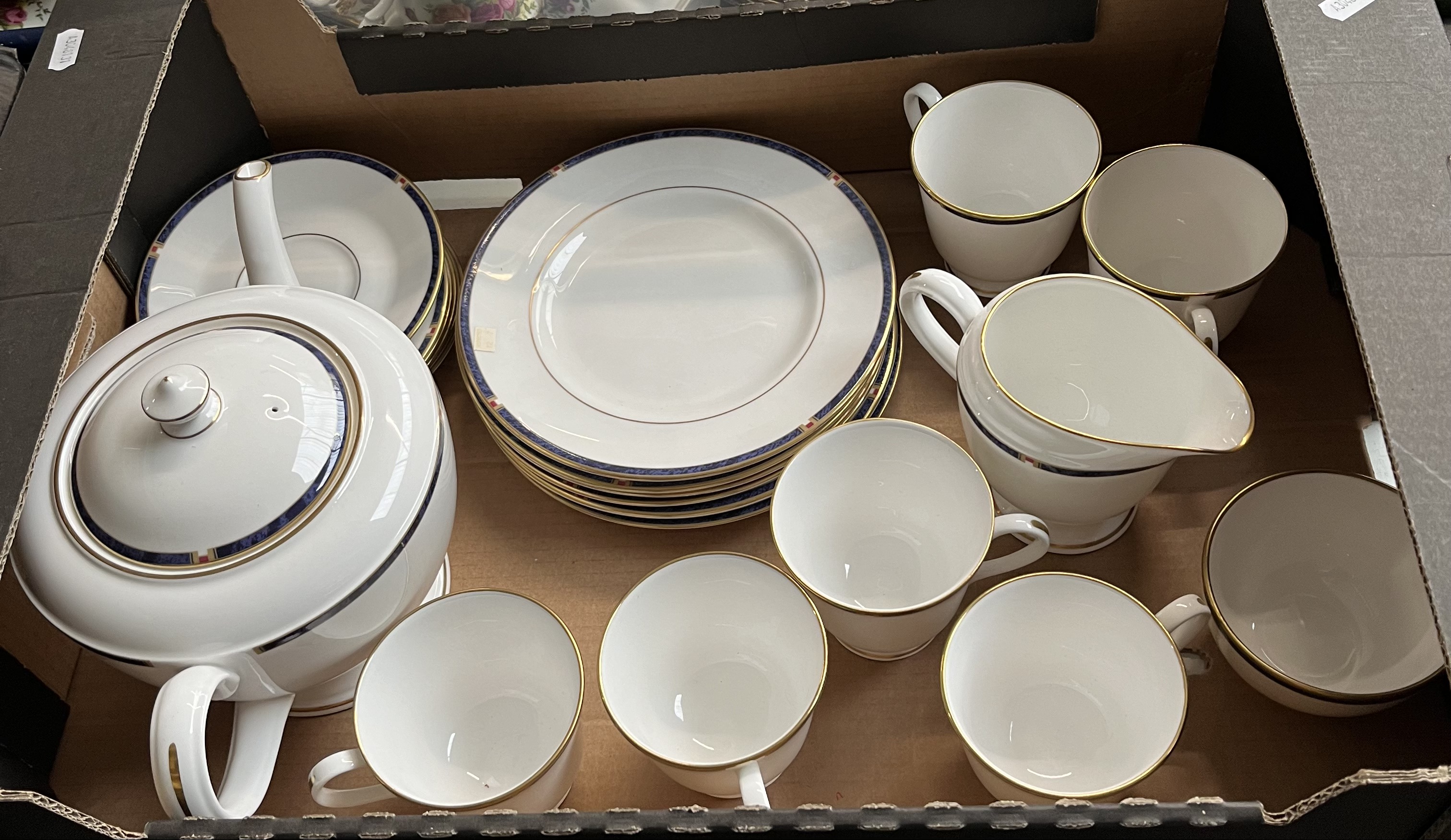 A box of Royal Worcester 'Carina' ceramics including teapot, cups, saucers, milk jug, etc. 21 pieces