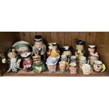 Assorted toby and character jugs including large Royal Doulton ‘Winston Churchill’ D6171 and