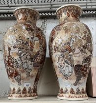 A pair of large Satsuma vases - height appx 60cm