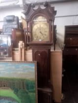 A Georgian oak long case clock, with brass dial, marked Coats Wigan. Single weight and pendulum.