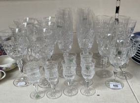 Galway Crystal - 25 drinking glasses including flutes, red wine etc. - made in Ireland