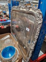 A large Victorian silver plated tray.