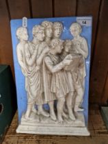 After Luca Della Robbia (1400-1482), a tin glazed plaque depicting a group of choir boys copied from