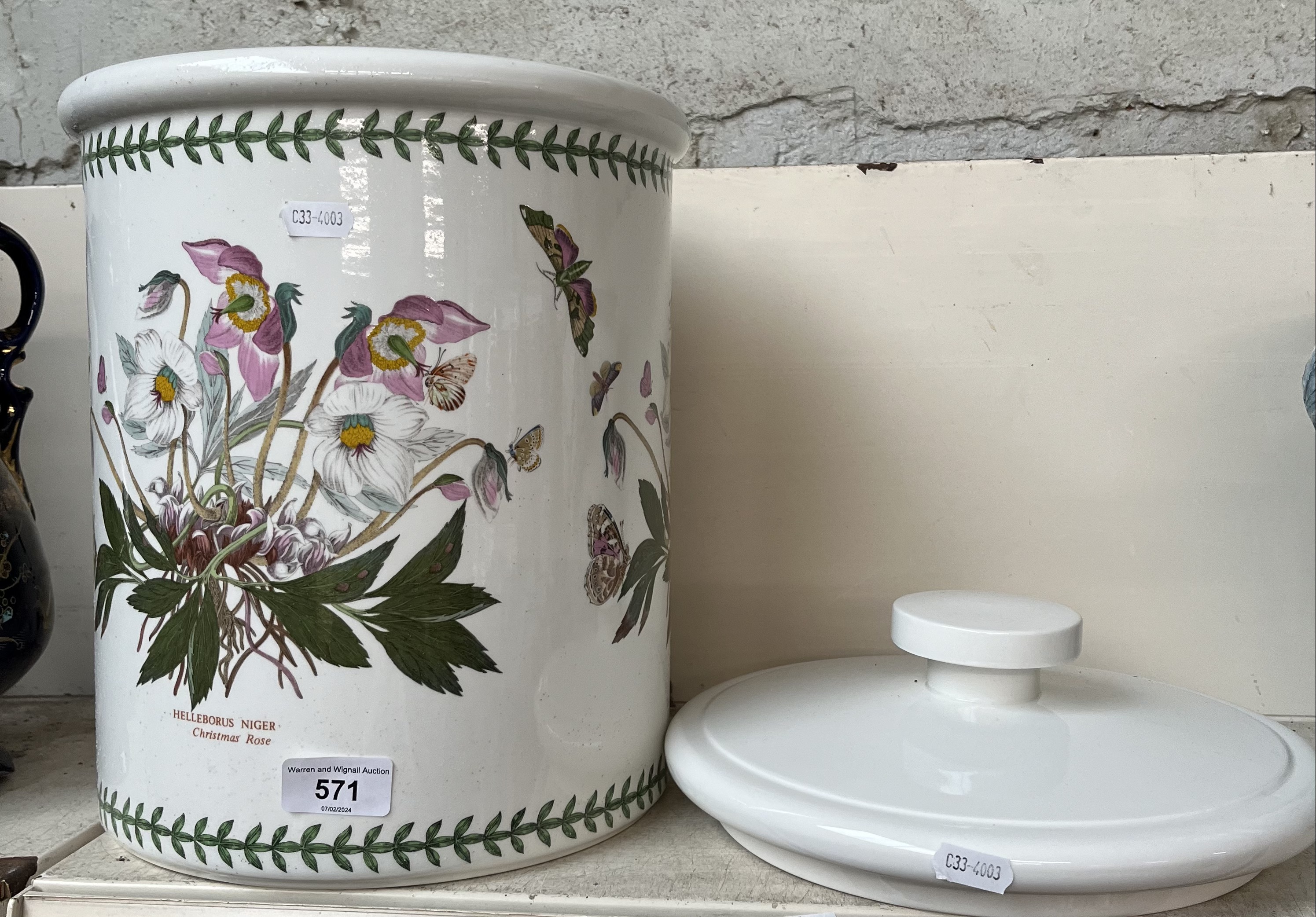 Portmeirion large bread crock / storage container approx 37cm high, 26cm diameter