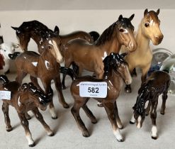 7 Beswick horses including Highland