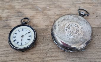 A silver pocket watch, 1889, Birmingham, JD, together with a Swiss made pocket watch, marked 0.935.