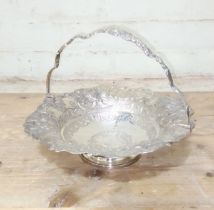 A George IV silver pedestal dish with swing handle, John Edward Terry, London 1821, diameter 28cm,