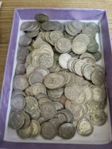 A tray of sixpences of, dated 1920 to 1946, approx. 680g weight.