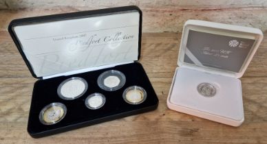 Royal Mint, Two silver coins/sets comprising of a 2007 Piedfort collection, proof quality....