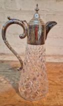 A silver mounted crystal claret jug, Birmingham, Charles S Green & Co Ltd, 1975.