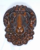 A 19th century carved wood snuff mull, possibly Scottish, modelled as a ram's head with bright cut