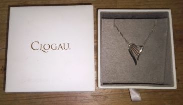 A Clogau silver pendant modelled as a Welsh harp, on 42cm chain, with box.