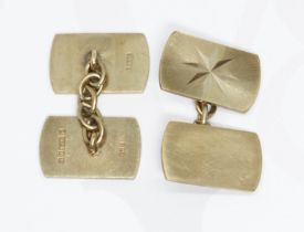 A pair of hallmarked 9ct gold cufflinks, weight 8.6g.