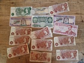 A group of assorted world banknotes