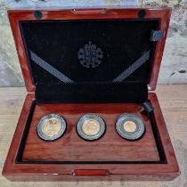 The Royal Mint, The Sovereign 2018 Three-Coin Gold Proof Set, 3 22ct gold coins....