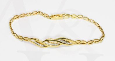 A diamond bracelet, length 18cm, unmarked, gross weight 6.3g. Condition - tests as 14ct however sold