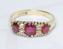A ruby and diamond ring, sponsor 'SB&SLtd', hallmarks rubbed, gross weight 3.6g, size L. Condition -