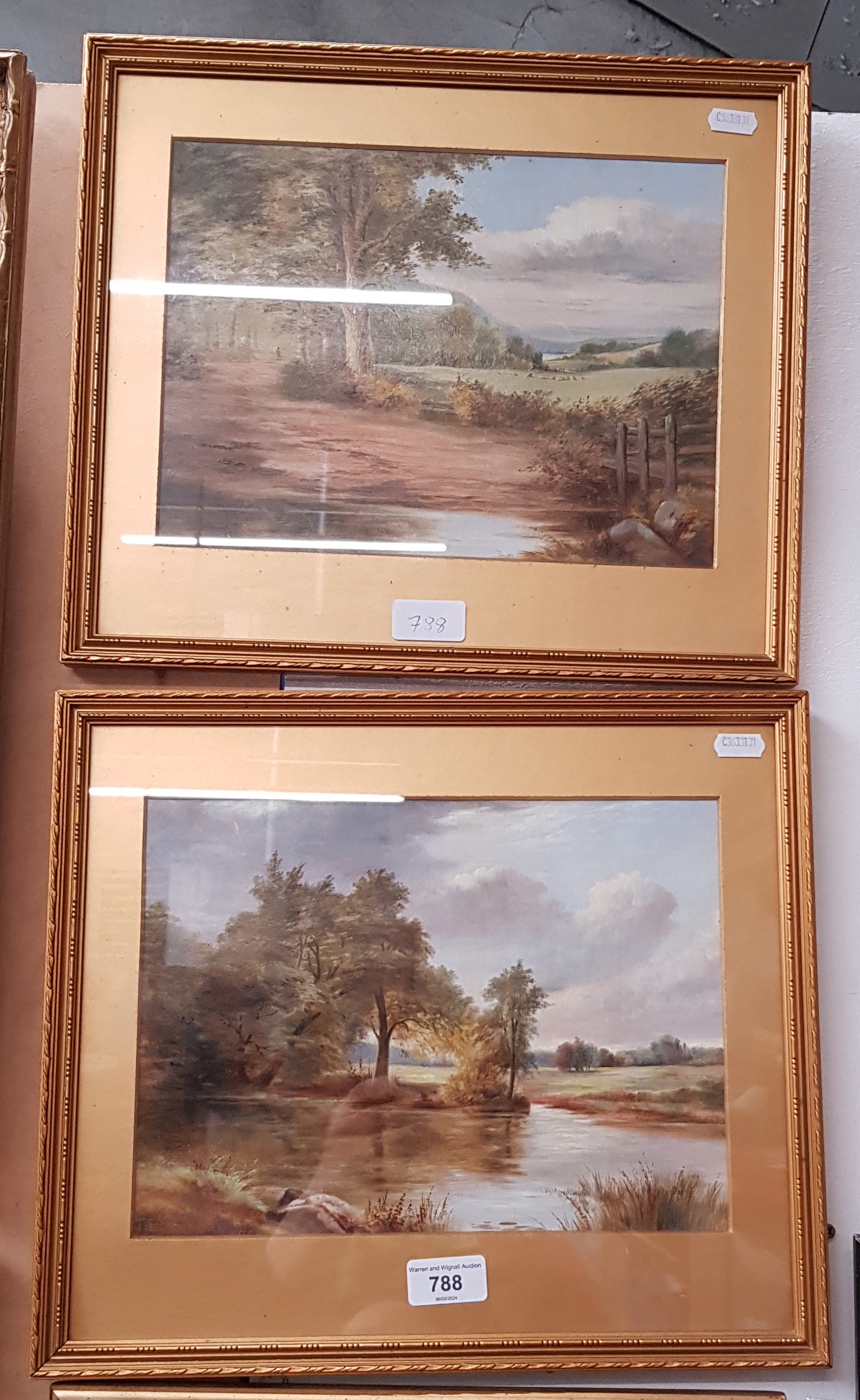 T Blocksidge (British, early 20th century), pair of oils, river landscape scenes, each signed to