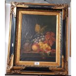 Early 20th century school, oil on canvas, still life of fruit, unsigned, framed, 39cm x 59.5cm (