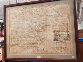 An 18th century hand coloured 'Accurate Map of the County of Essex' by Eman Bowen, 73cm x 54.5cm,