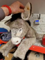 A large Steiff donkey, Molly Esel, with button & tags.