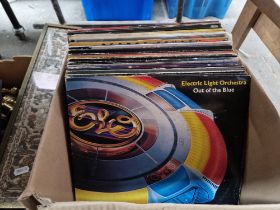 A box of rock and pop LPs including ELO, etc.