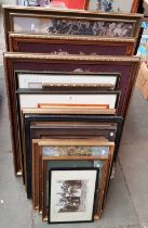 Various pictures and prints including needlework pictures, photographic prints, coloured etchings,