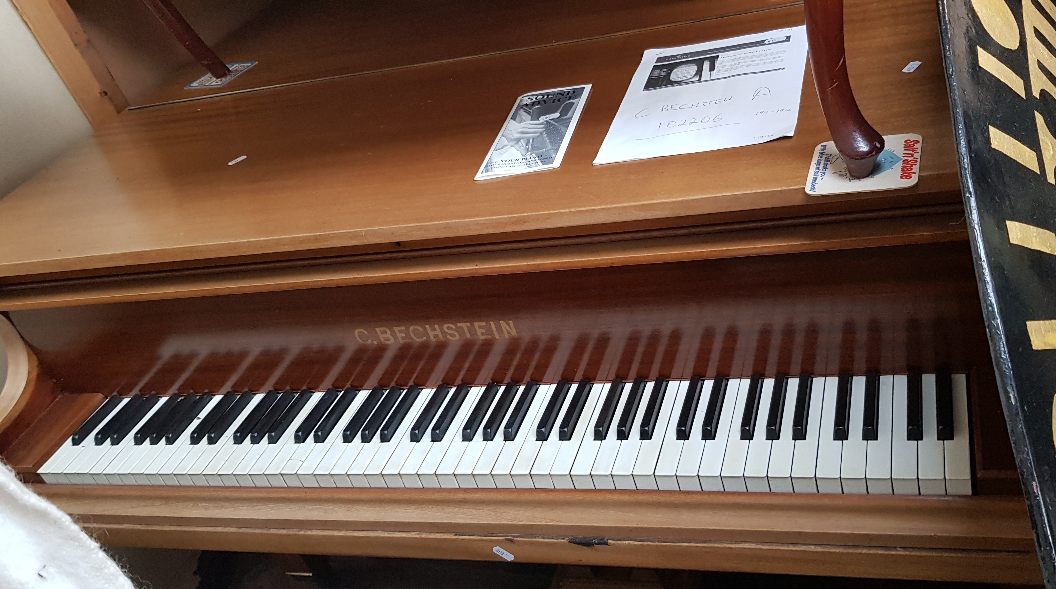 An early 20th century mahogany baby grand piano by C Bechstein, Berlin, serial number 102206 (1911- - Image 2 of 4