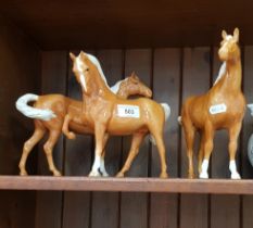 Three Beswick Palomino horses