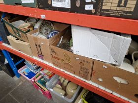 6 boxes of assorted household items, ceramics, ornaments, metal ware, books, storage jars, etc.