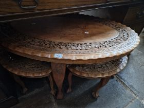 An Eastern carved hardwood nest of tables on ball & claw feet.