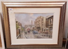 John Lewis Chapman (British, b.1946), watercolour, street scene, 41.5cm x 31cm, signed to lower