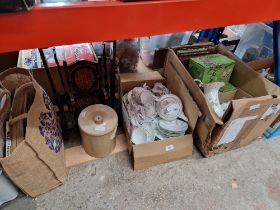 Two boxes of various ceramics and glass to include Shelley tea set, crested china, 2 boxed sets of